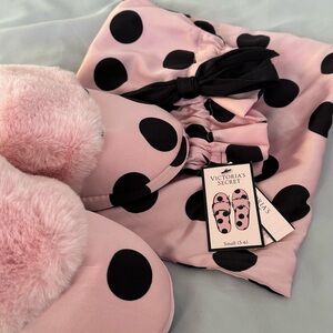 Victoria’s Secret Pink Polka Dot Satin Slippers
